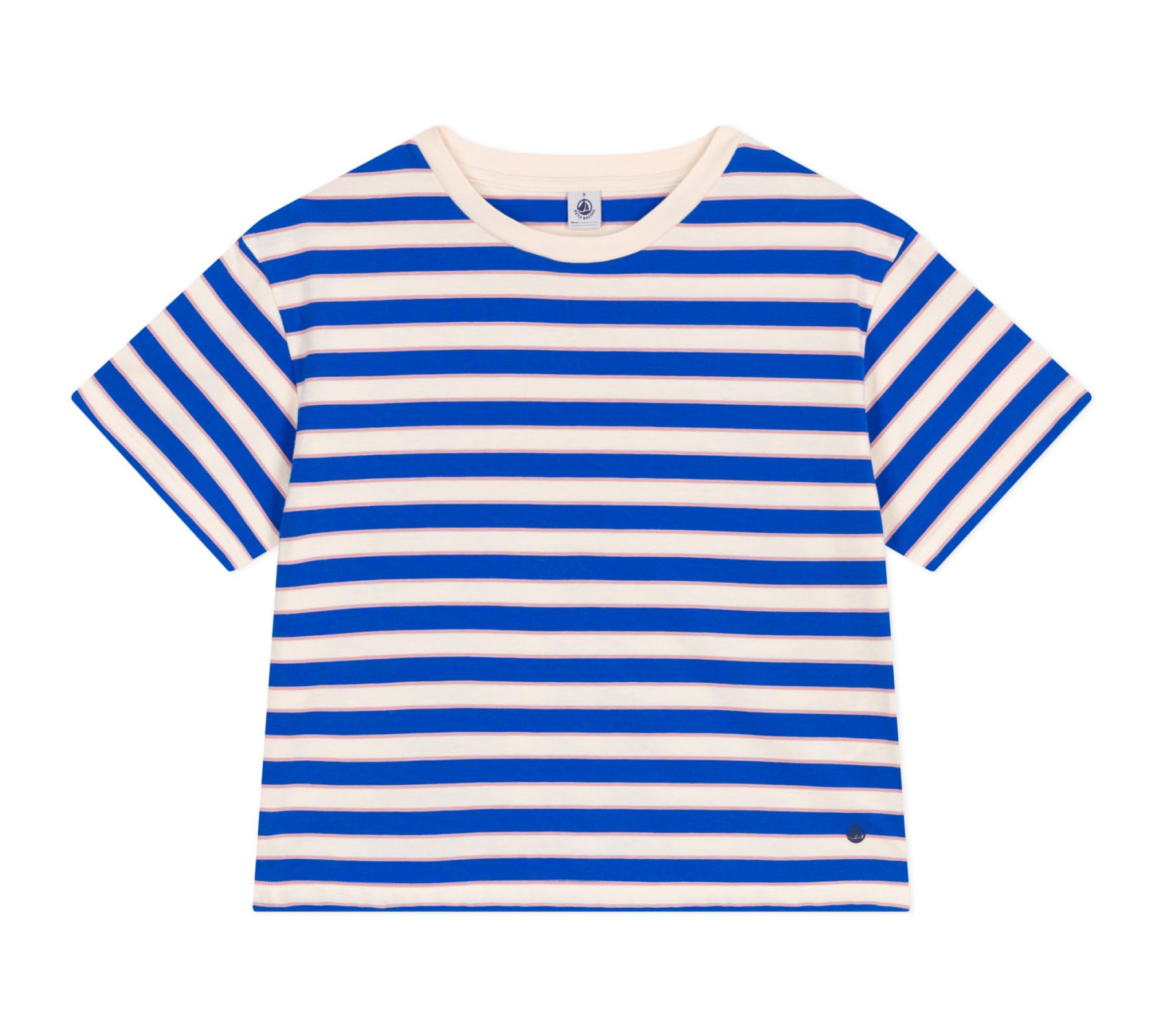 Petit Bateau Women’s A0d3l Short Sleeve T-Shirt, Ecru/Multicolor, XS