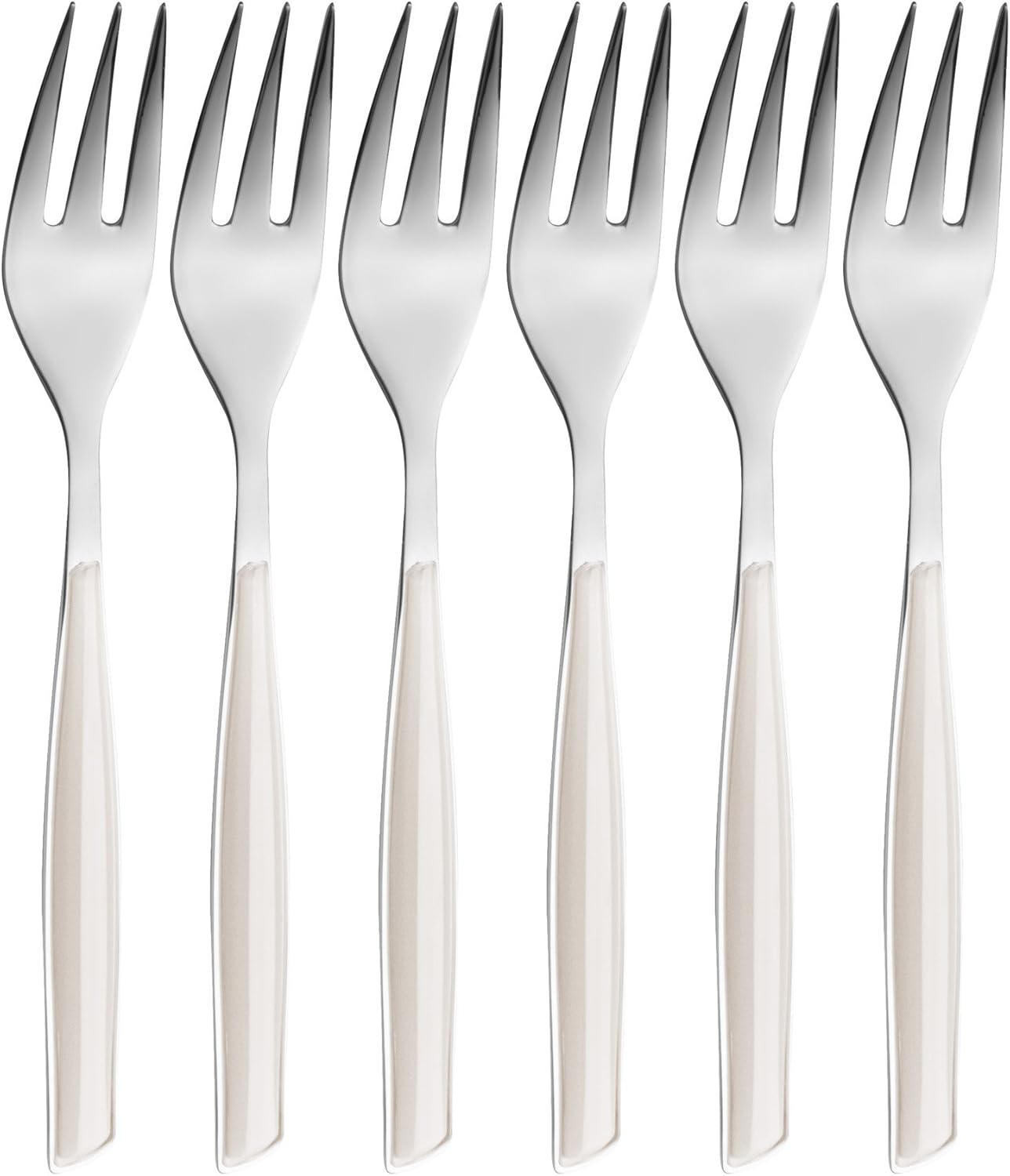 Bugatti GLAU-021F17/6 Glamour 6-Piece Cutlery Set Cake Forks SAN/Steel Ivory 16 x 20 x 3 cm