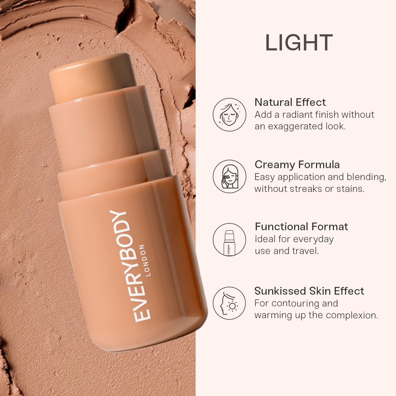 EVERYBODY LONDON Bronzer do Twarzy w Sticku, Kremowy (Light, One Size)
