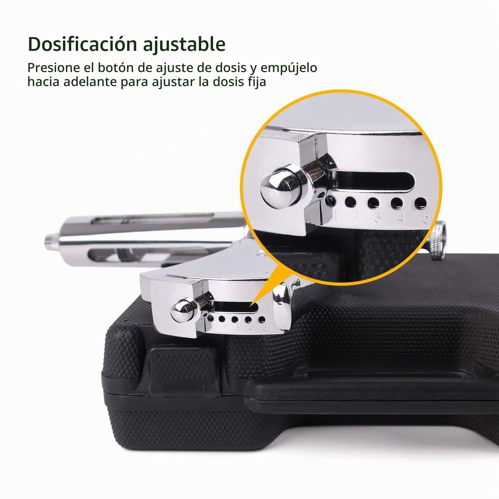 Jeringa semiautomática ajustable para animales de acero inoxidable de 50 ml, inyección continua de vacunas, uso veterinario para cabras, cerdos, vacas, jeringa para ganado, jeringa tipo pistola.