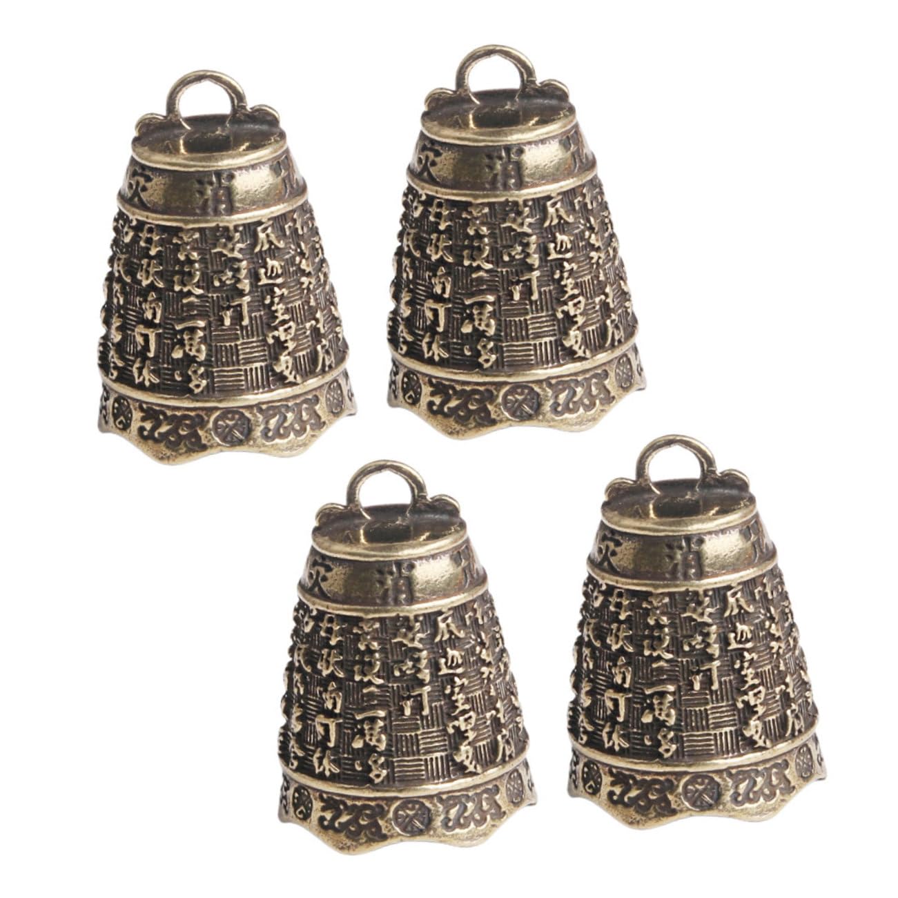 HOODANCOS 4pcs Retro Brass Decorative Bells Vintage Keychain Pendants for Craft Unique Bell Charms for Keychains Bags and Creative Projects