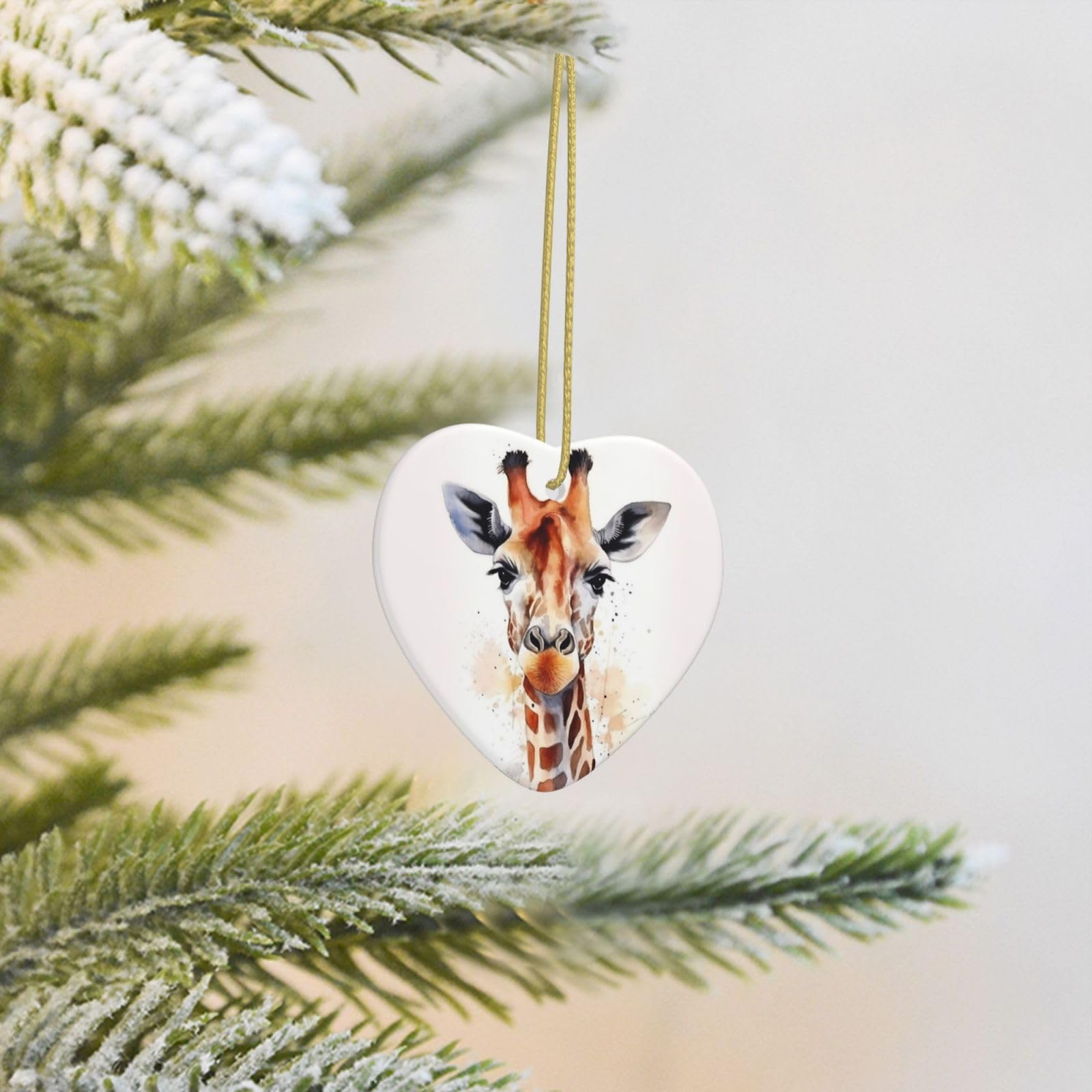 2025 Christmas Tree Decoration Hanging Heart Ornament Stylish Animal Watercolor Giraffe Ceramic Ornaments Christmas Tree Decorations Round Pendants for Xmas Tree Winter New Year Party Supplies