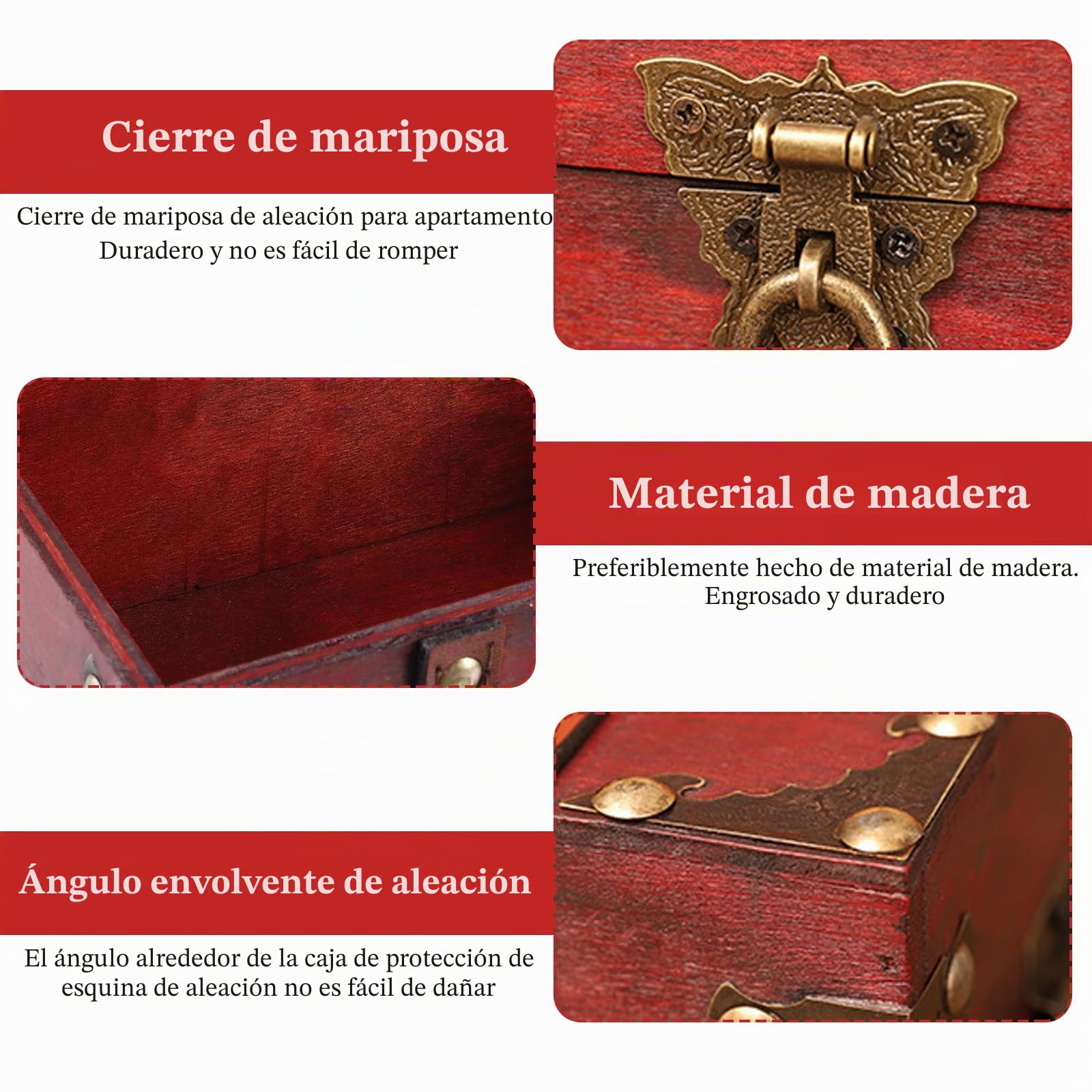 Nizirioo Cofre del tesoro de madera vintage