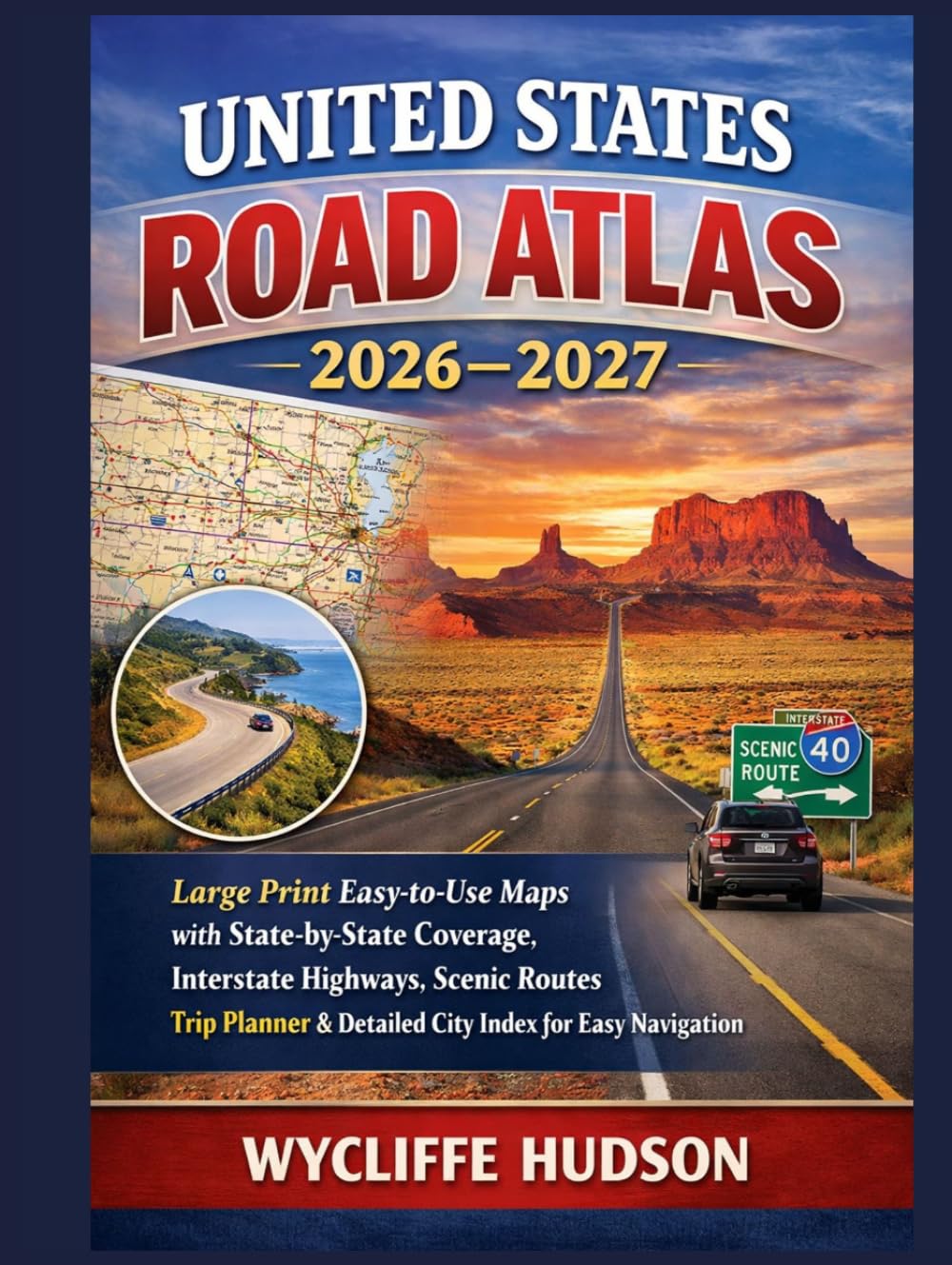 UNITED STATES ROAD ATLAS 2026–2027: Large Print Easy-to-Use Maps with State-by-State Coverage, Interstate Highways, Scenic Routes, Trip Planner & Detailed City Index for Easy Navigation