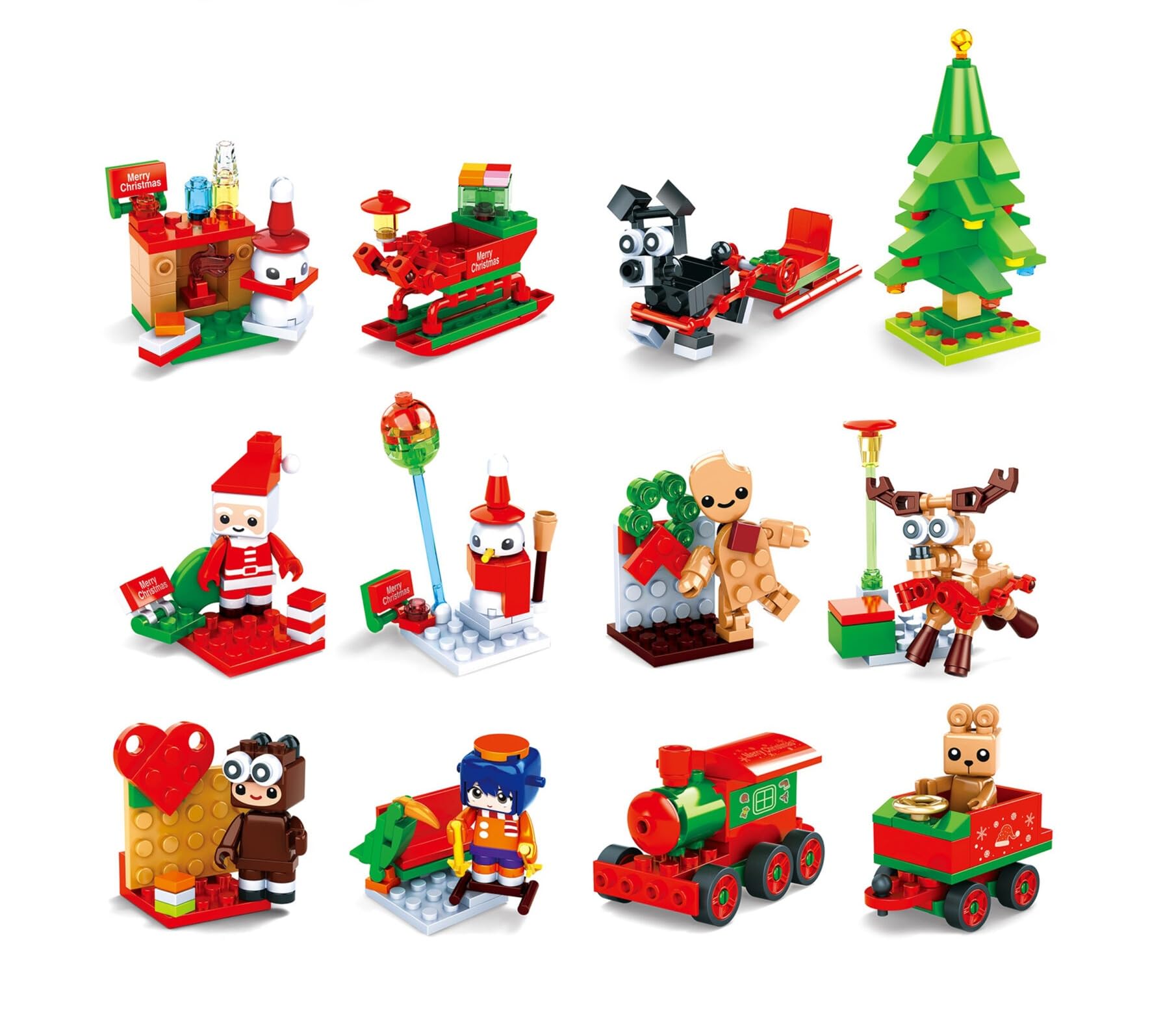 Anila's Construction Building Bricks Sets - 6 Christmas Blocks Sets that are individually boxed. Comes with 30 Assorted Individual Stickers. — image 1