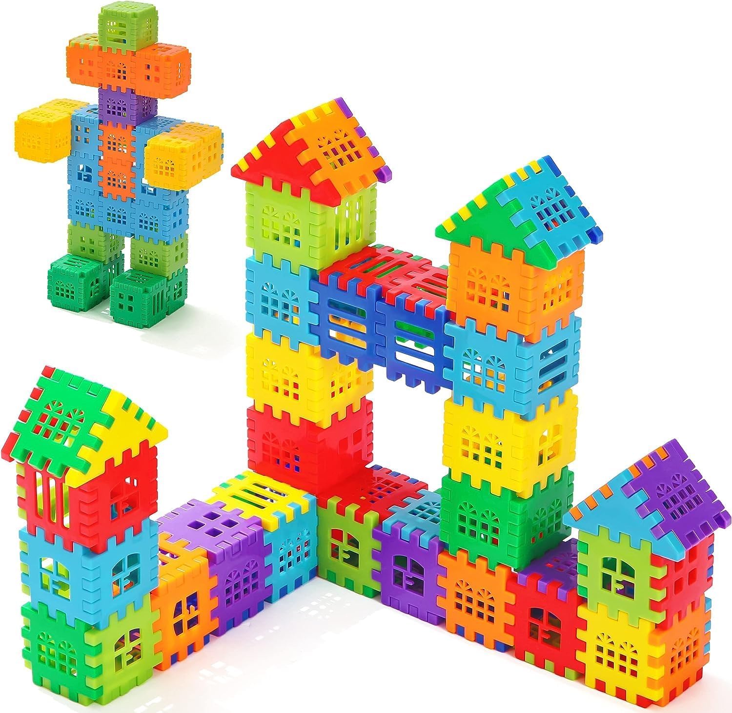 Interlocking Building Blocks Toys For Kids - Toddlers Educational Stem Toys–Kindergarten Preschool Manipulatives Set 100 Pcs