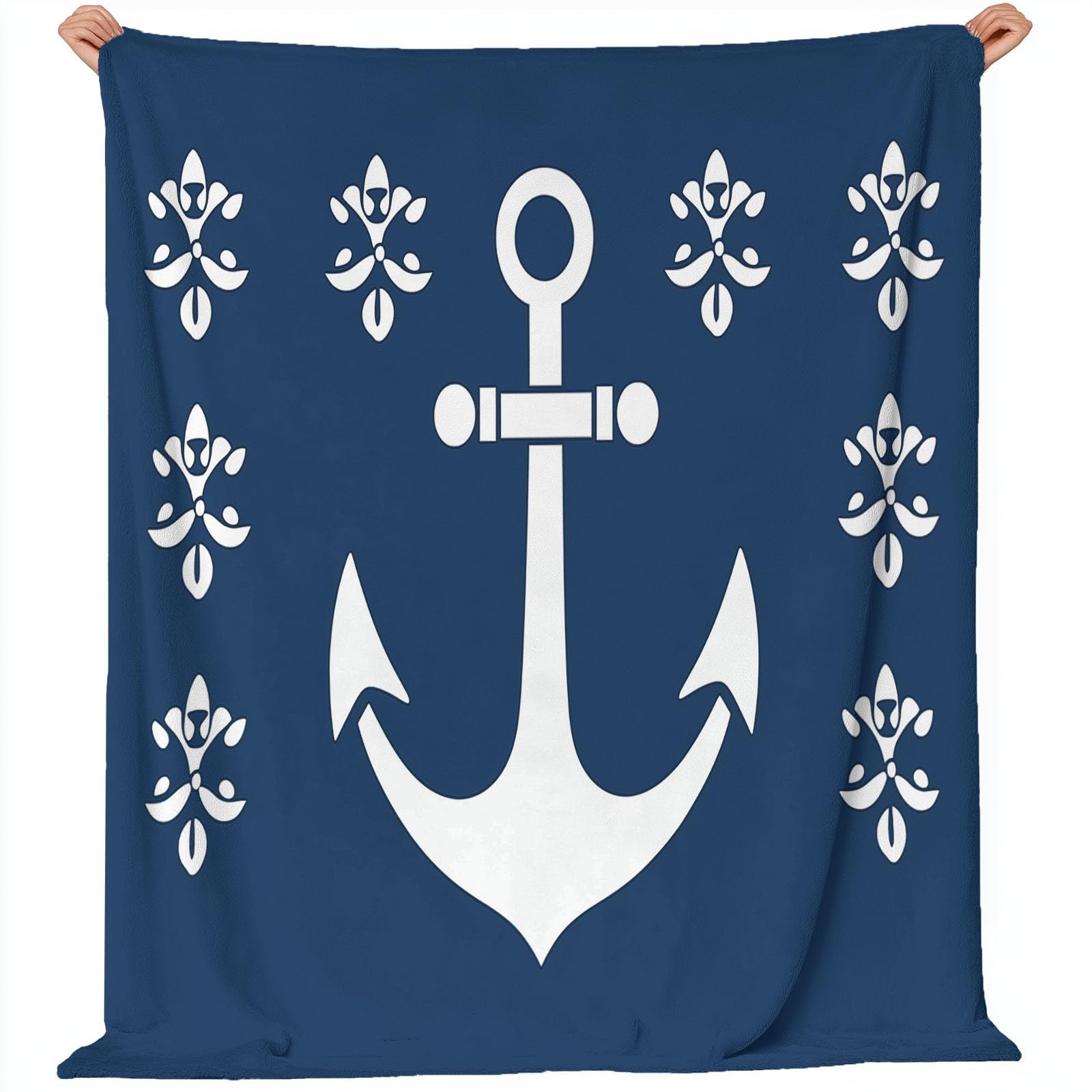 Plaid couverture polaire chaude et légère bleu marine pour lit adulte enfant