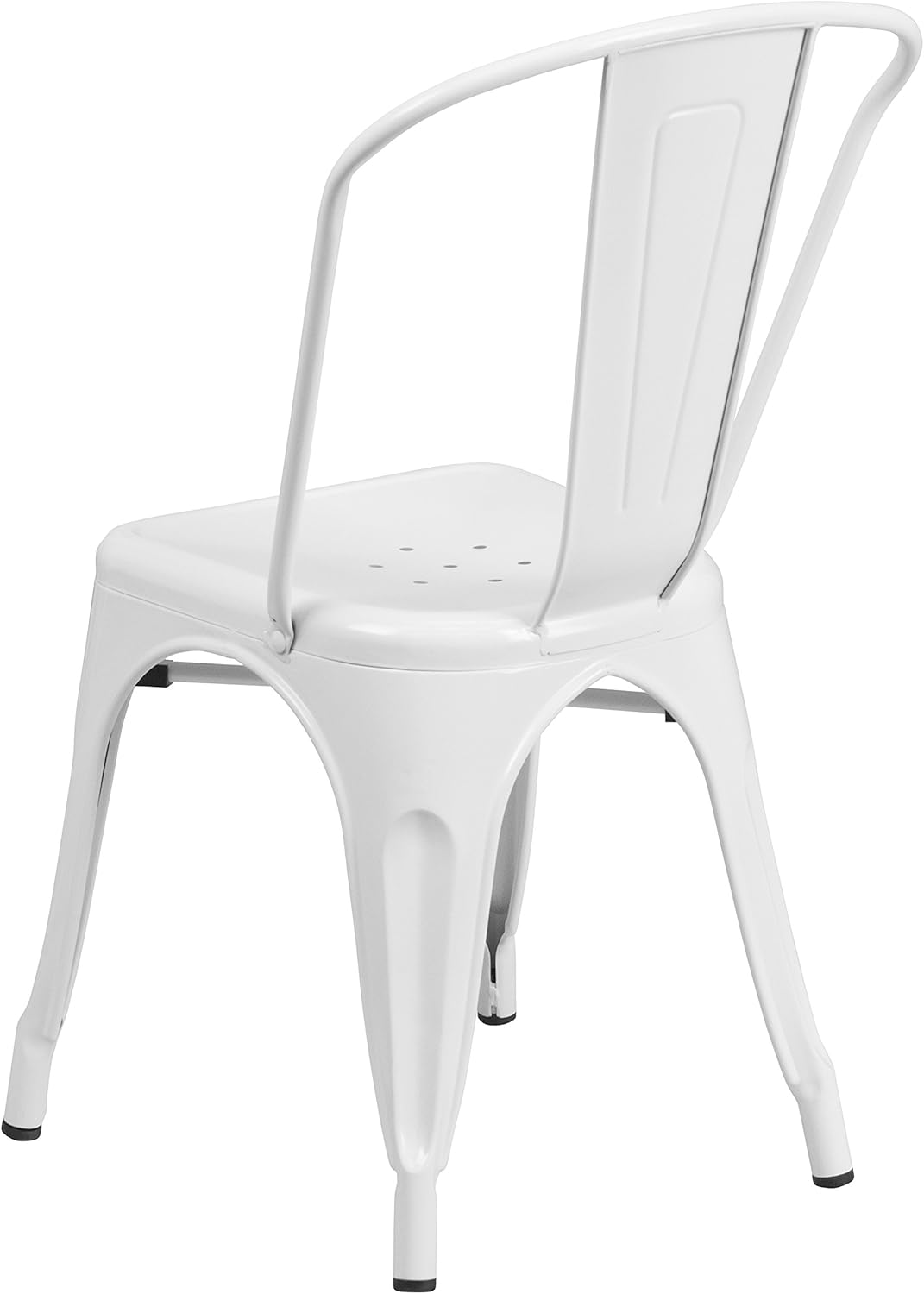 EMMA + OLIVER Commercial Grade White Metal Indoor-Outdoor Stackable Chair