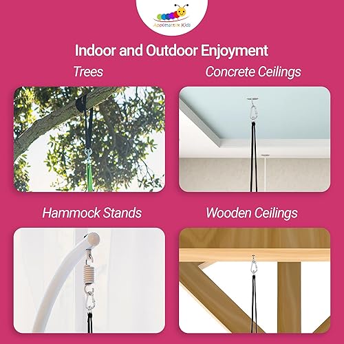 Miniatura 2 de Silla columpio colgante para niños con bolsillo, hamaca colgante, diversión en interiores y exteriores, rincón de relajación, terapia sensorial