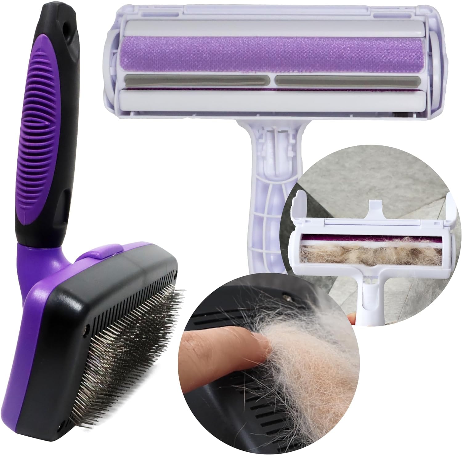 WARNERJyD Quita Pelos Mascota, Cepillo Para Perros y Para Gatos, Cepillo Quitapelos Mascotas, Removedor de Pelo Para Mascotas Pelo Largo y Pelo Mediano (violeta)