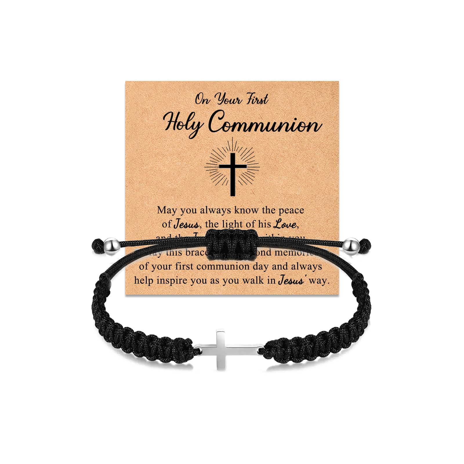 Braided Rope Cross Bracelets First Communion Baptism Christian Birthday Valentines Christmas Easter Gifts