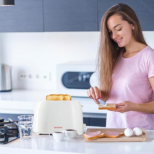 Miniatura 3 de Aiwa Tostadora, ranura ancha de 2 rebanadas, función de recalentamiento y descongelación, 6 ajustes de tostado, bandeja desplegable para migas,