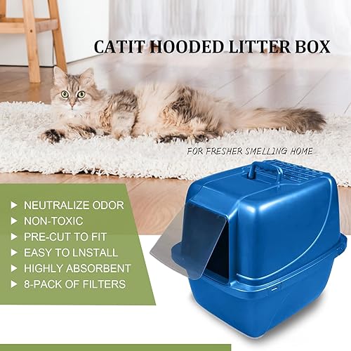 Miniatura 4 de Paquete de 8 filtros de repuesto para caja de arena de carbón para gatos, 6 x 6.5 pulgadas, filtros de carbono para gatos de arena para gatos,