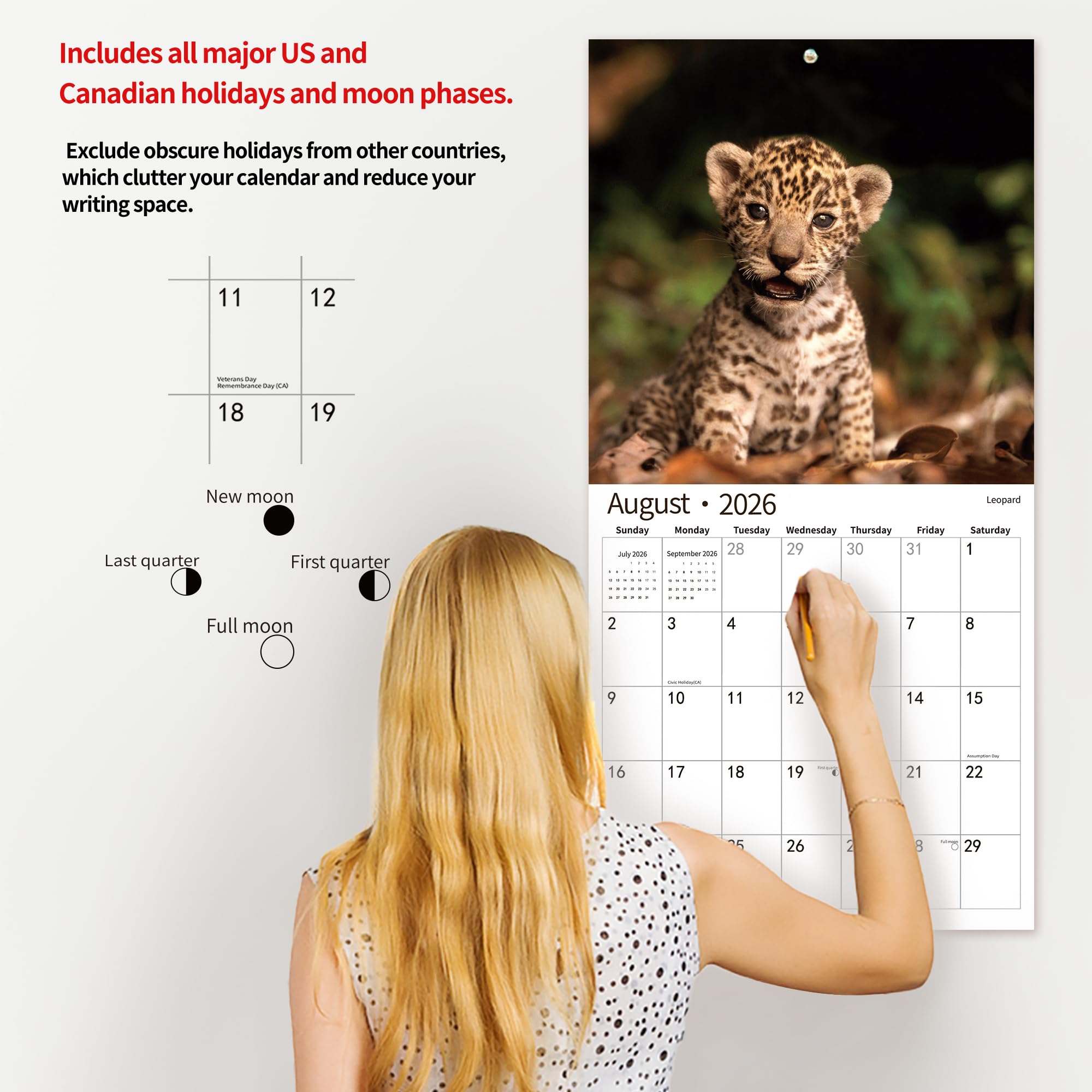 2026 Wall Calendar,Calendar 2026, November 2025 - December 2026, Wall Calendar Baby Animals, 12" x 24" Opened,Full Page Months Thick & Sturdy Paper for Calendar Organizing & Planning