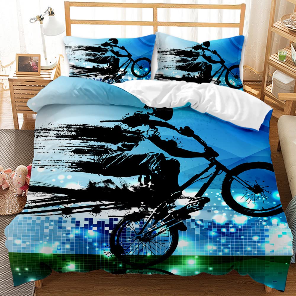 Housse de Couette 2 Personnes Vélo de Montagne en Microfibre Respirante
