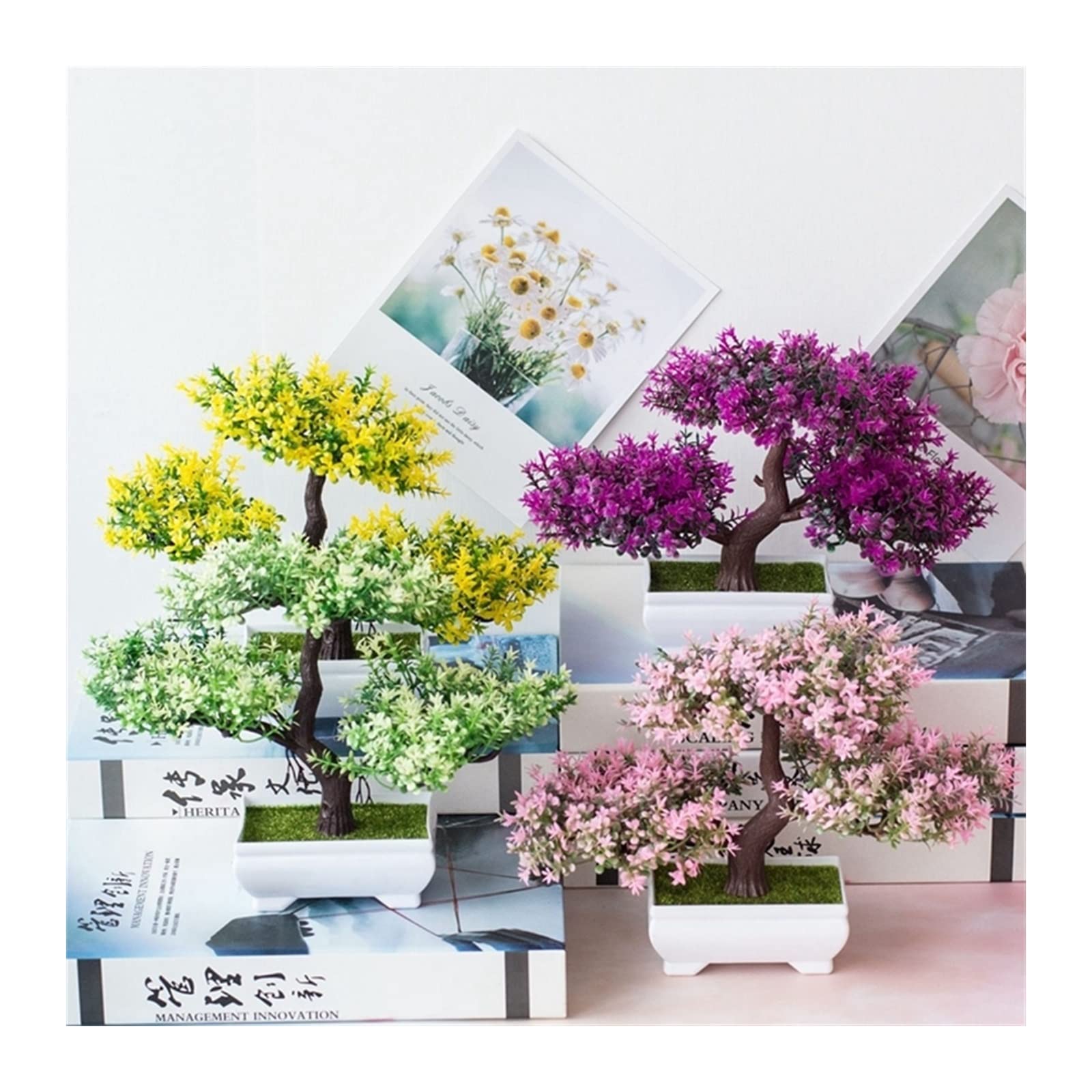 Decoraciones para el hogar, Bonsai Plantas de plástico Artificiales simuladas Bonsai Maceta de árbol pequeño Planta Falsa Flor en Maceta Decoración de la Mesa de la habitación del