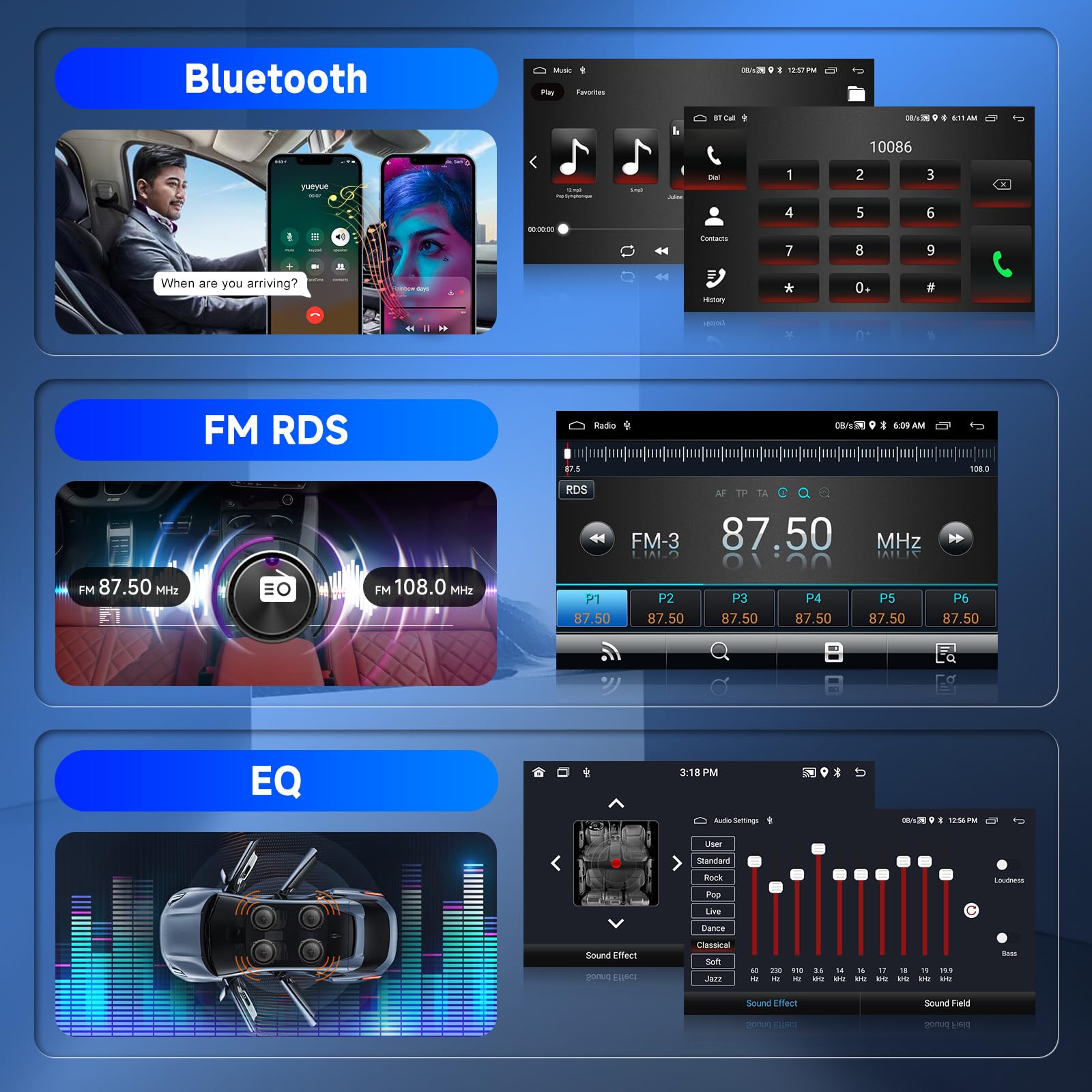 【2+64G】 Carplay Autoradio pour VW Passat Golf Seat Altea Skoda Octavia avec USB/Type-C,Android Poste Radio Voiture,8 Pouce Touchsreen avec Android Auto/WiFi/GPS/RDS/FM/Bluetooth/USB+Camera de Recul