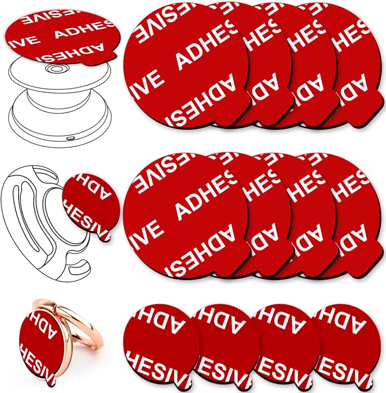 8 Pack Sticky Adhesive Compatible with Socket Base, PKYAA Double-Sided Replacement Tape for Collapsible Grip & Stand Back, 4pcs Sticker Pads for Car Magnetic Phone Holder
