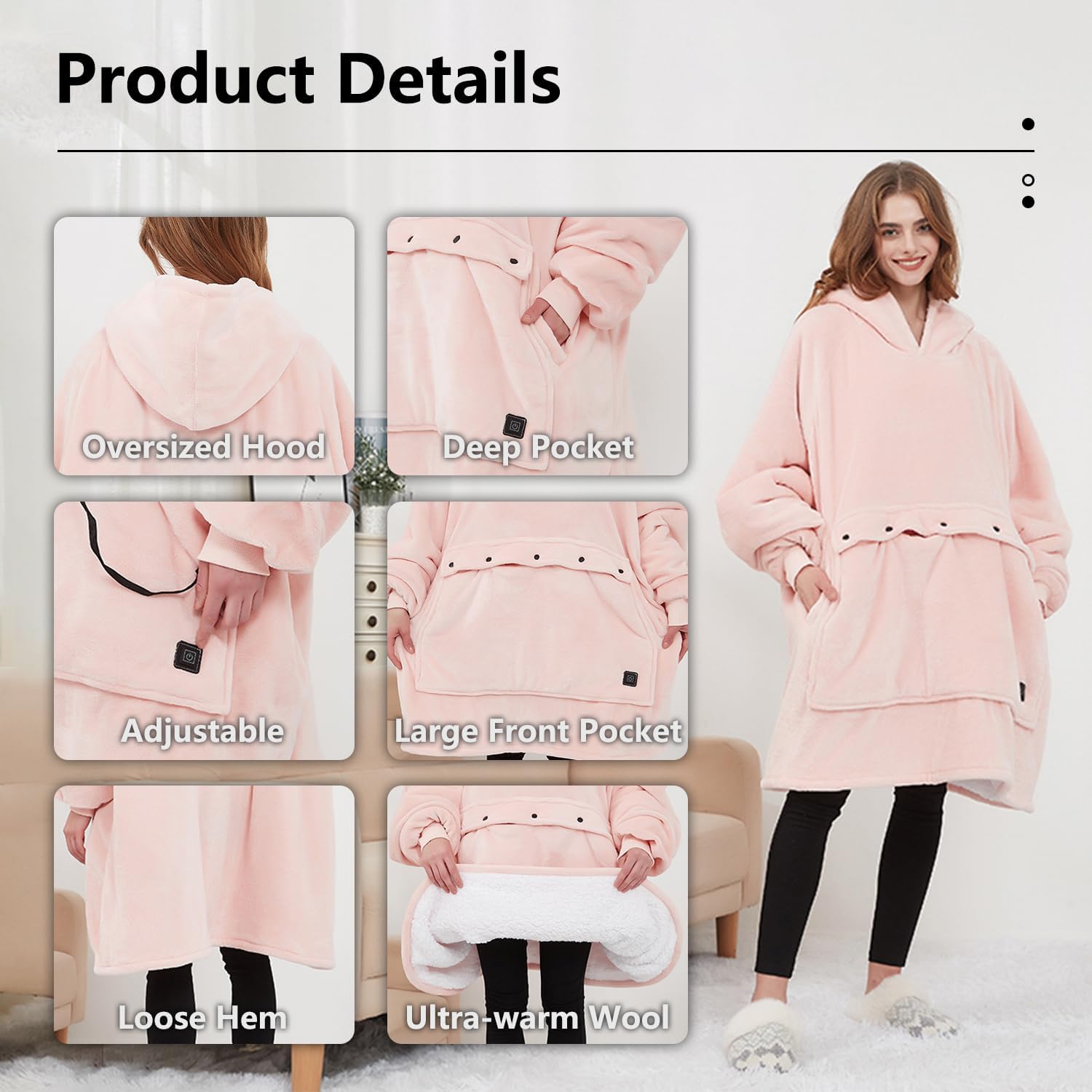 N&V USB Heated Wearable Blanket Oversized