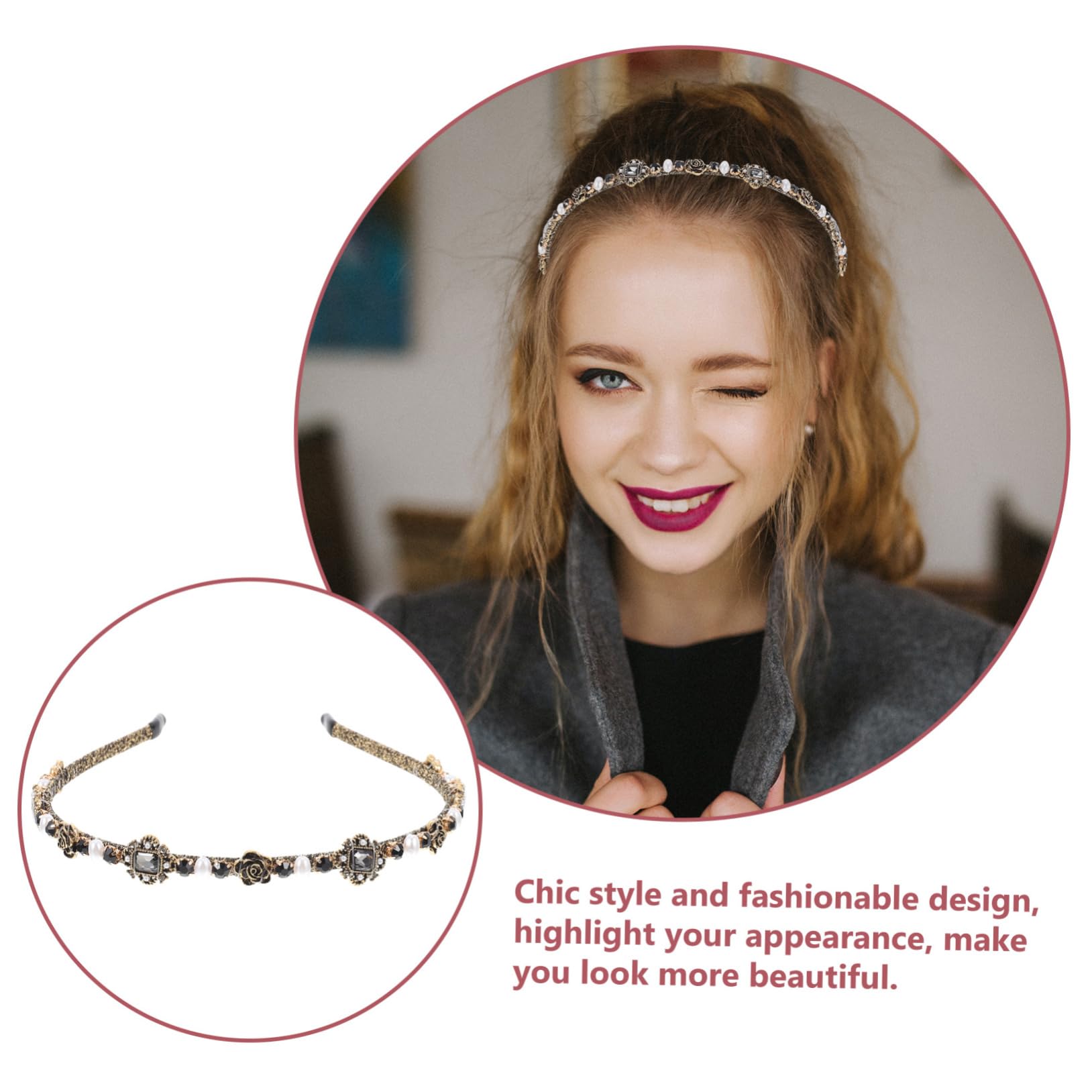 Healeved 5piezas Diadema Retro Rhinestones y Perlas Para Boda Accesorio De Cabello Elegante Para Niñas y Mujeres Adorno De Fiesta y Ceremonia