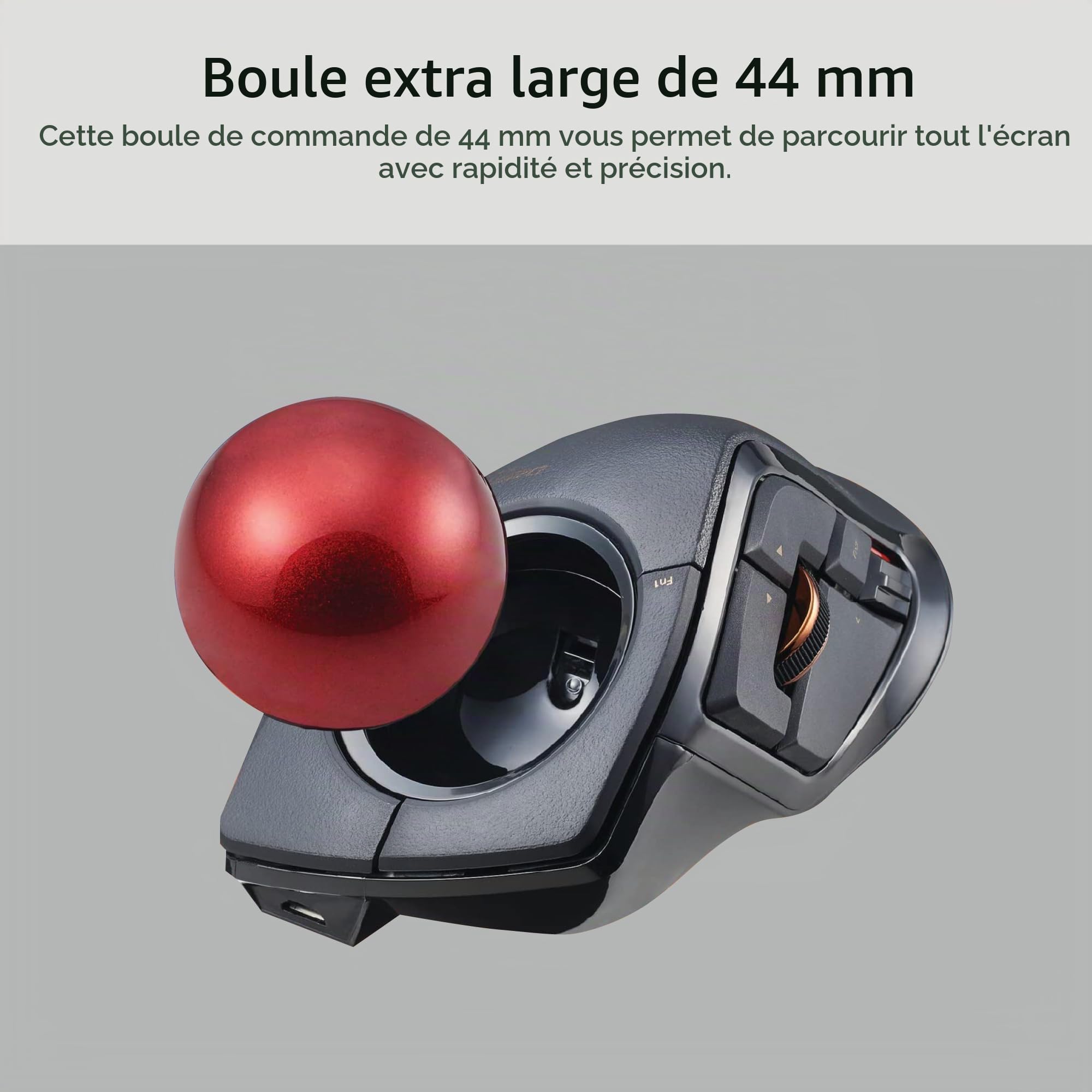 ELECOM DEFT Pro Souris trackball, Filaire, sans Fil, Connexion Bluetooth 3 Types, Design Ergonomique, Fonction 8 Boutons, Boule Rouge, Windows11, MacOS (M-DPT1MRXBK)