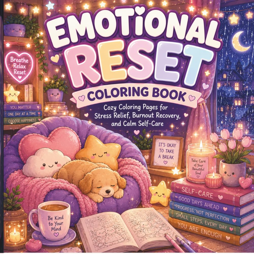 Emotional Reset Coloring Book: Cozy Coloring Pages for Stress Relief, Burnout Recovery, Calm Anxiety & Gentle Self-Care