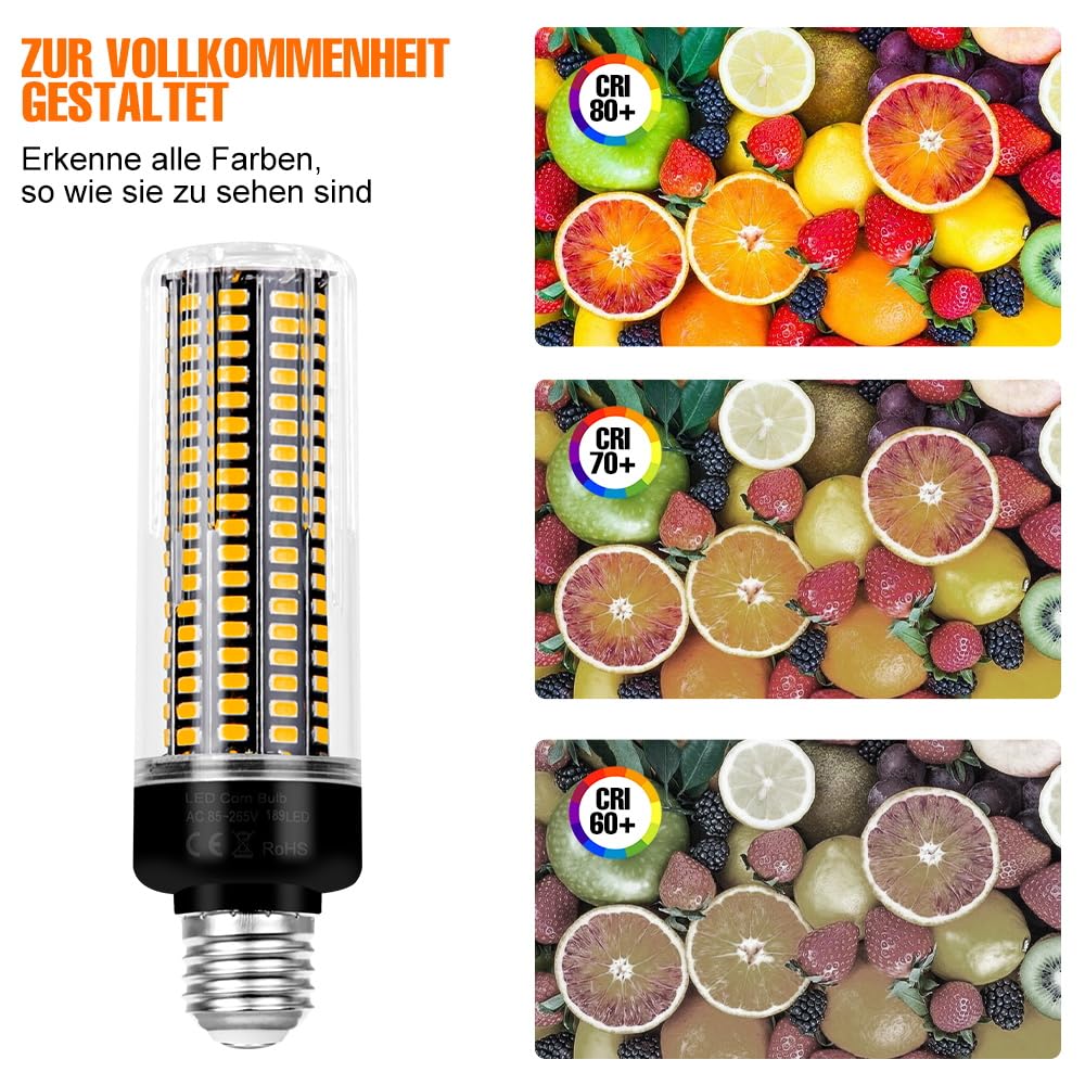WENNI 6Stück E27 Glühbirnen Mais LED Lampe 3000K Warmweiss 15W Gemessene Leistung 220V Energiesparend 189Leds Maisbirne 2 Jahre Garantie für Küche Schlafzimmer Wohnzimmer Innenbeleuchtung Leuchtmittel