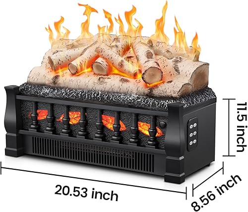 Miniatura 6 de Calentador eléctrico de leña para chimenea de 21 pulgadas, brillo de 5 llamas, velocidad de parpadeo múltiple, calefacción de 750 W1500 W, control