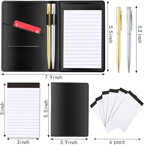 Miniatura 3 de Paquete de 13 mini bloc de notas de bolsillo, incluye soporte de cuero para bloc de notas, paquete de 10 recambios para cuadernos pequeños de 3 x 5