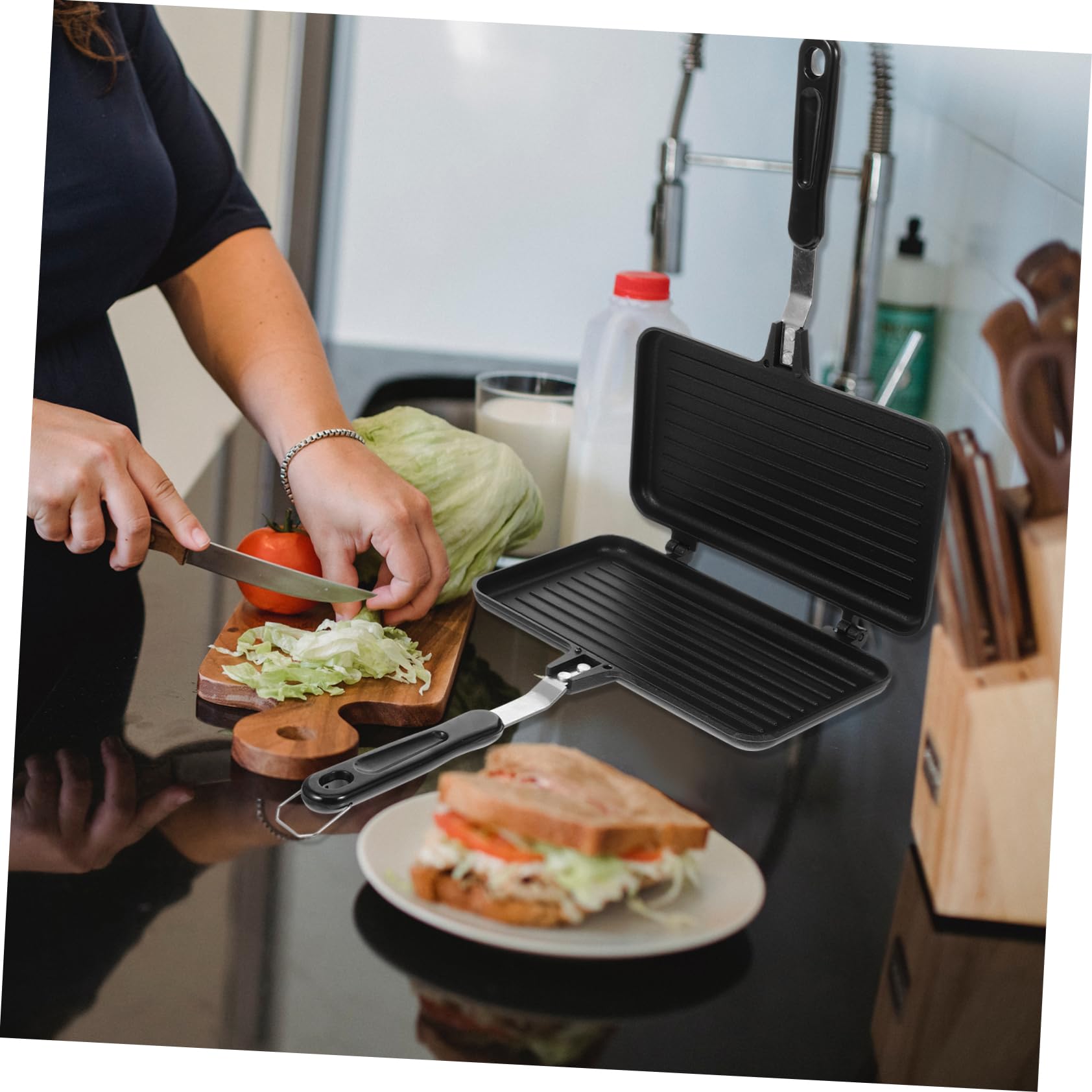 Ciieeo Pan for Sandwiches Waffles Double Sided Baking Pan Non-stick Aluminum Alloy Easy Operation Detachable Design Outdoor Cooking 1