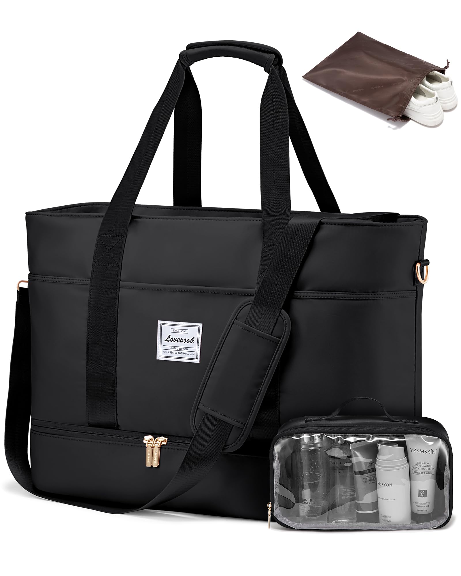 LOVEVOOK Grandes Bolsa de Viaje Mujer, Bolso Maternidad Hospital Travel Bag | Bolso Viaje Fin de Semana Bolsa de Mano Equipaje, Impermeable Macuto Viaje Bolsas Deporte Gimnasio Mochila Gym