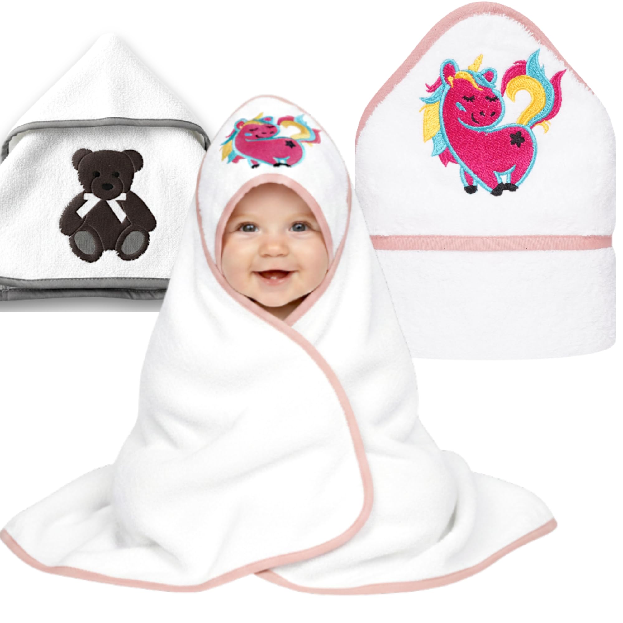 CICK Hooded Baby Towels For Kids, 100% Cotton Ultimate Absorbent Bath Towel For Newborn & Toddler Age 0-36 Months