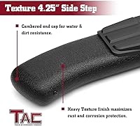 Vista 5 de TAC - Estribos laterales para Toyota Tacoma 2005-2023, camioneta de doble cabina de 4.25 pulgadas, textura negra, barras laterales Nerf accesorios