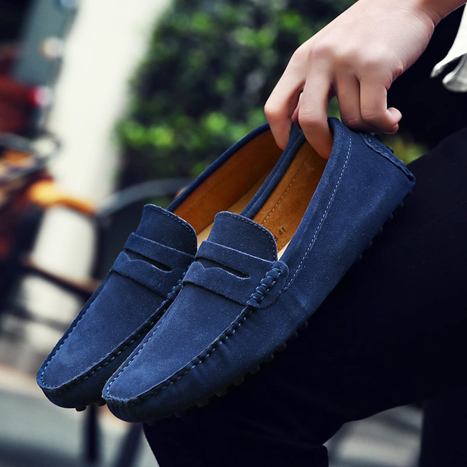 LZQpearl Mocasines Penny para Hombre, Zapatos Planos De Moda De Cuero De Gamuza para Hombre, Pantuflas De Mocasín Informales para Cubierta De Barco para Adultos Y Adolescentes Unisex
