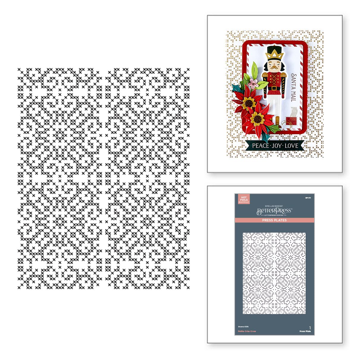Placa de prensa cruzada pequeña Merry Moments para decoración y manualidades navideñas