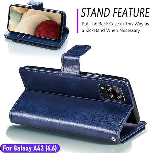 Miniatura 9 de LMDAMZ Funda tipo cartera para Galaxy A42 (5G) de 6.6 pulgadas 3+ ranuras para tarjetas Tarjeta de visita de identificación, ranura para tarjetas de