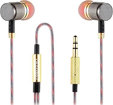 Betron YSM1000 Earphones Wired Earbud Headphones with 3.5mm Jack | Aluminum, In-Ear, Deep Bass, Tangle-Free 1.2m Cord, S/M/L Ear Buds & Case included, No Mic
