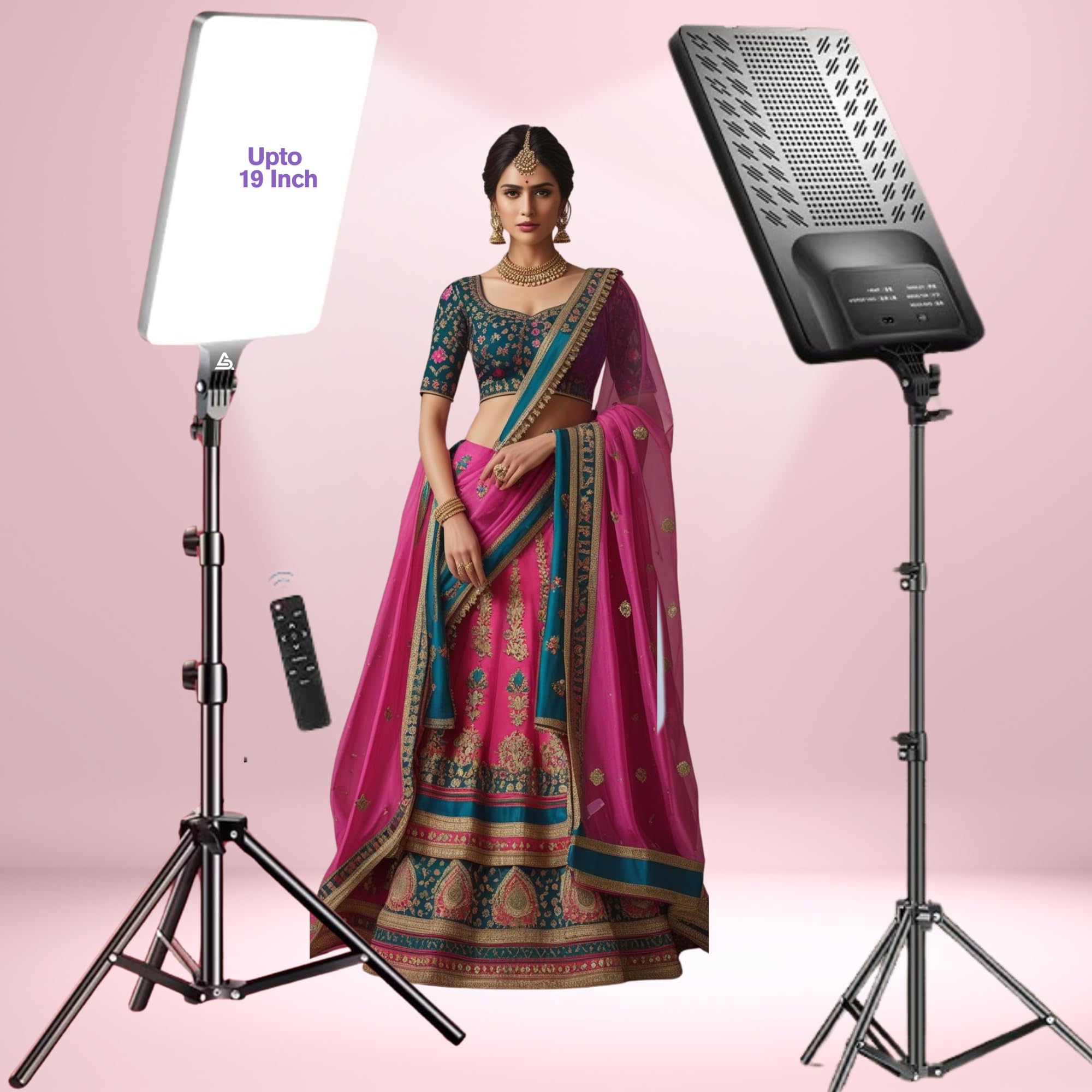 Premium RL-19 LED Photography Bi-Colors Panel Light Kit with Adjustable Tripod, Bluetooth Remote for YouTube | Makeup | Live Streaming | Video & Vlogging