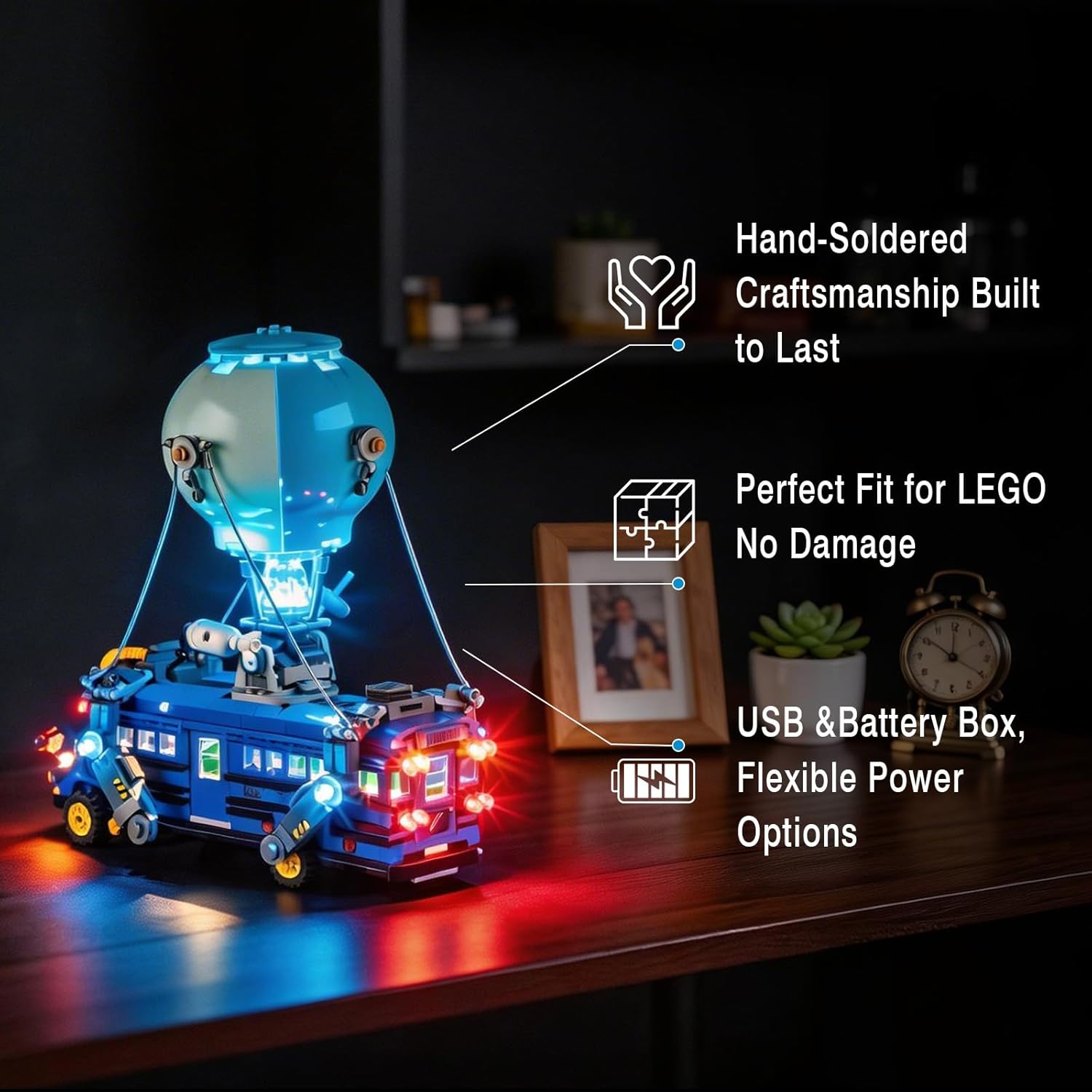 Vaodest LED Light for Lego Fortnite Battle Bus 77073 Set,Design and Configuration Compatible with Model 77073(LED Light Only, Not Building Block Kit)