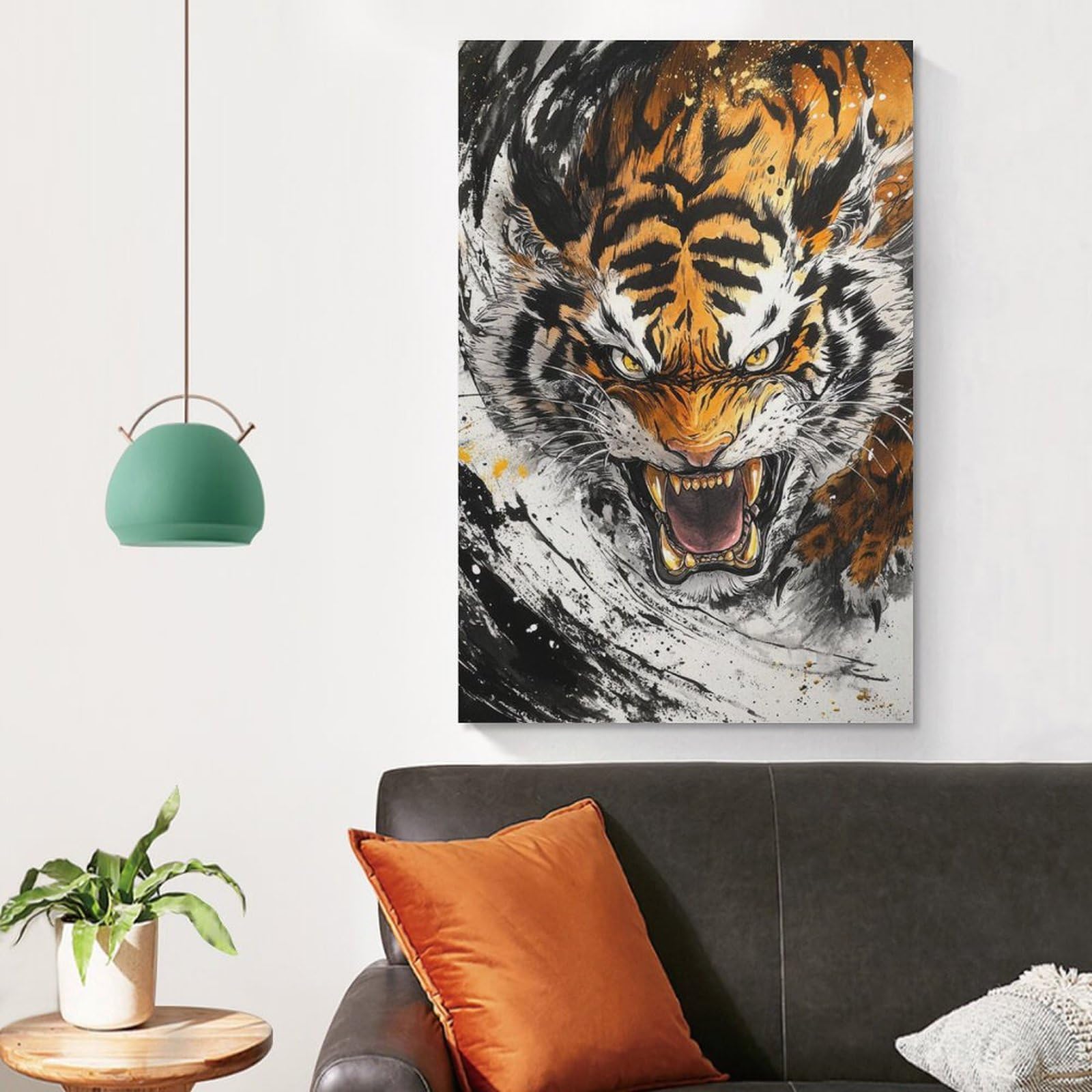 Amazon.co.jp: トラ タイガー 虎 迫力 金 縁起物 福 幸 風水 虎 絵画