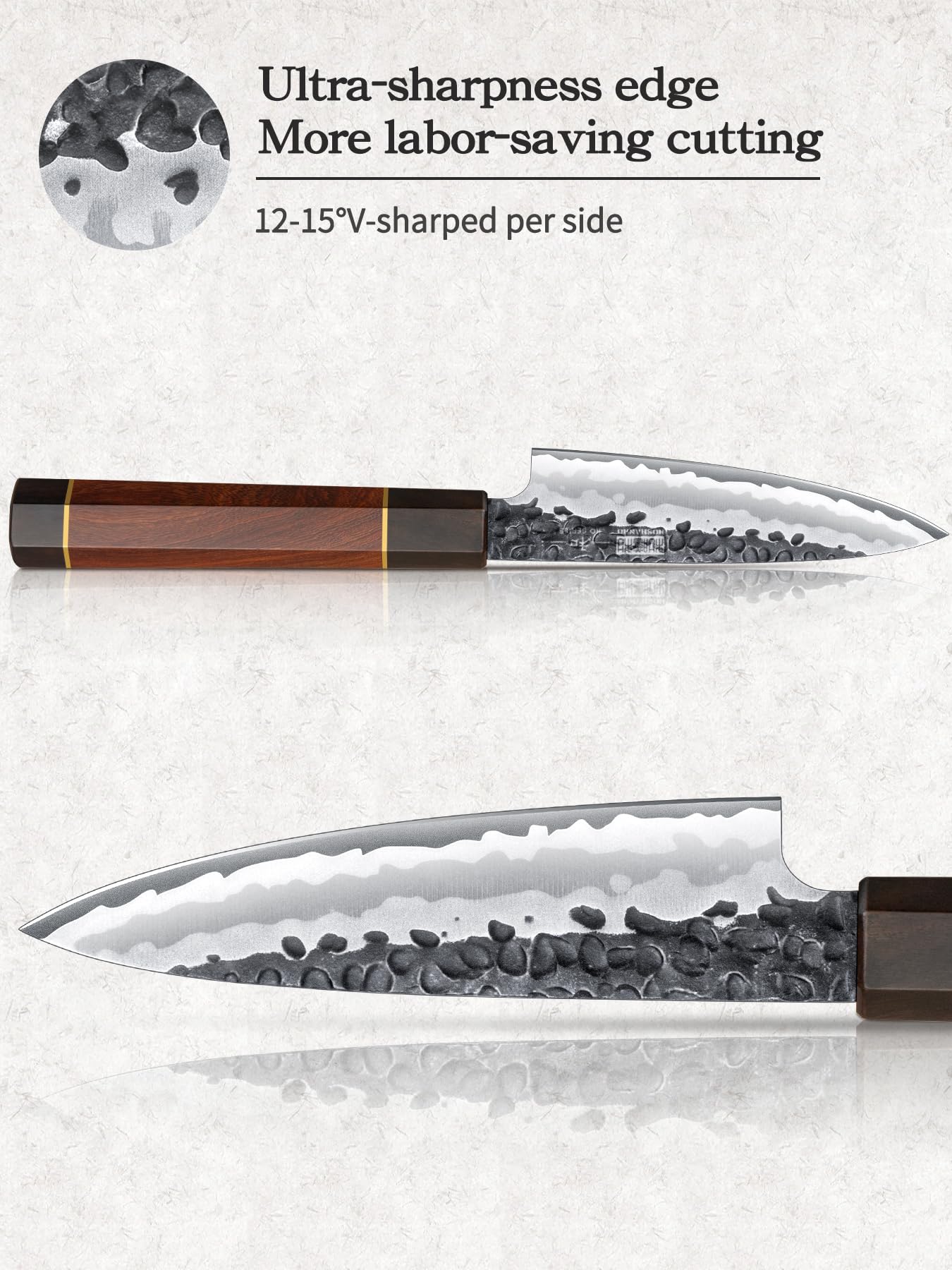 HOSHANHO Couteau d'Office 9,5 cm, Couteaux à Fruits Tranchant Japonais, Couteau à Éplucher Professionnel Forgé à la Main, Petit Couteaux de Cuisine à Éplucher Fruit Légume