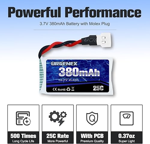 Miniatura 3 de URGENEX 5 unids 3.7 V 380 mAh Drone batería 25C 1S Lipo batería con cargador 5in1 para SYMA Q11 AT-96 TR-C385 TR-P51 TR-F22 H99W H31 H6C H98 Holy