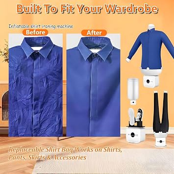 Hot Air Dryer & Iron for Clothes,Inflatable Shirt Ironing Machine,Automatic Ironing Machine,360 Without Blind Spots Drying,for Shirts & Pants-Gentle on All Fabrics