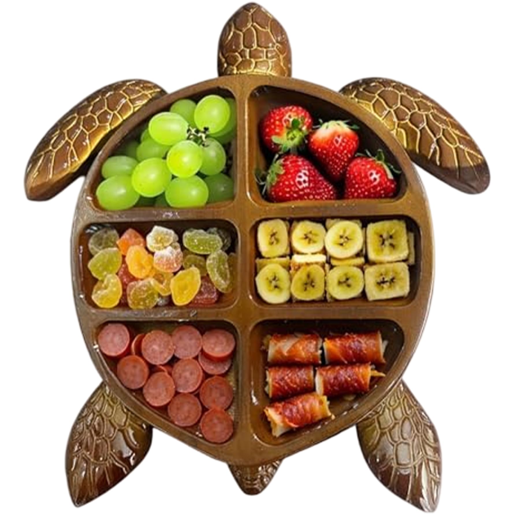 Charcuterie Boards Funny Turtle Shaped Charcuterie Platter with Compartment Wood Serving Tray Board, Platter, Wood Serving Tray,