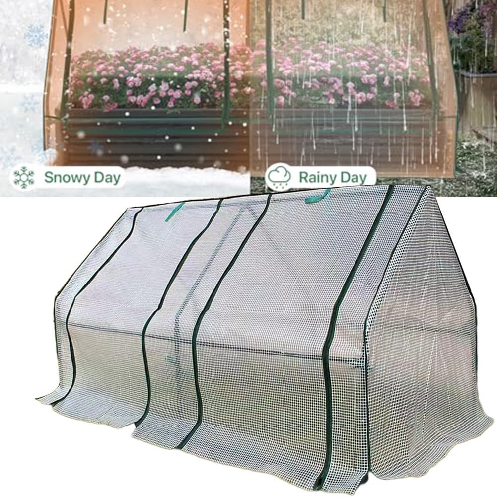 Mini-Gewächshausabdeckung für Hochbeet, 180 x 90 x 90 cm, PVC-PE-Schutzhülle mit Reißverschlusstüren, tragbarer Pflanzenschutz für den Außenbereich