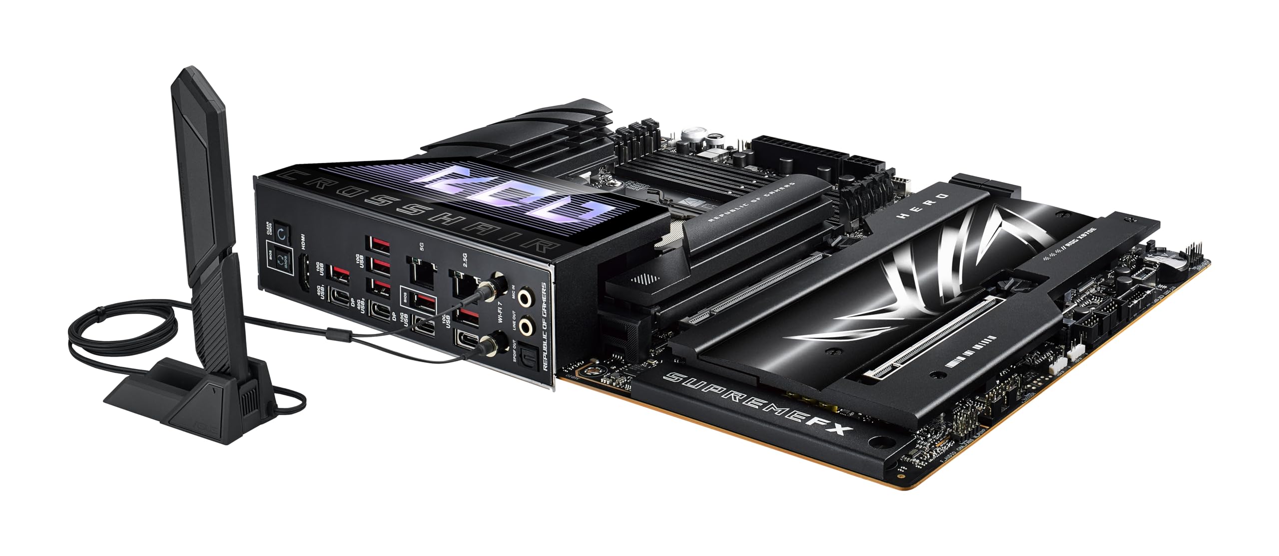 ASUS ROG Crosshair X870E Hero ATX, 18+2+2 stadi di alimentazione, slot DDR5, PCIe 5.0, le GPU di nuova generazione, cinque slot M.2, Wi-Fi 7, USB4, AI Overclocking, Slot PCIe Q-Release Slim