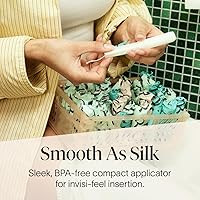 Vista 2 de Cora Tampones aplicadores orgánicos, absorción ligera, 100% algodón orgánico, sin perfume, aplicador compacto sin BPA, protección contra fugas