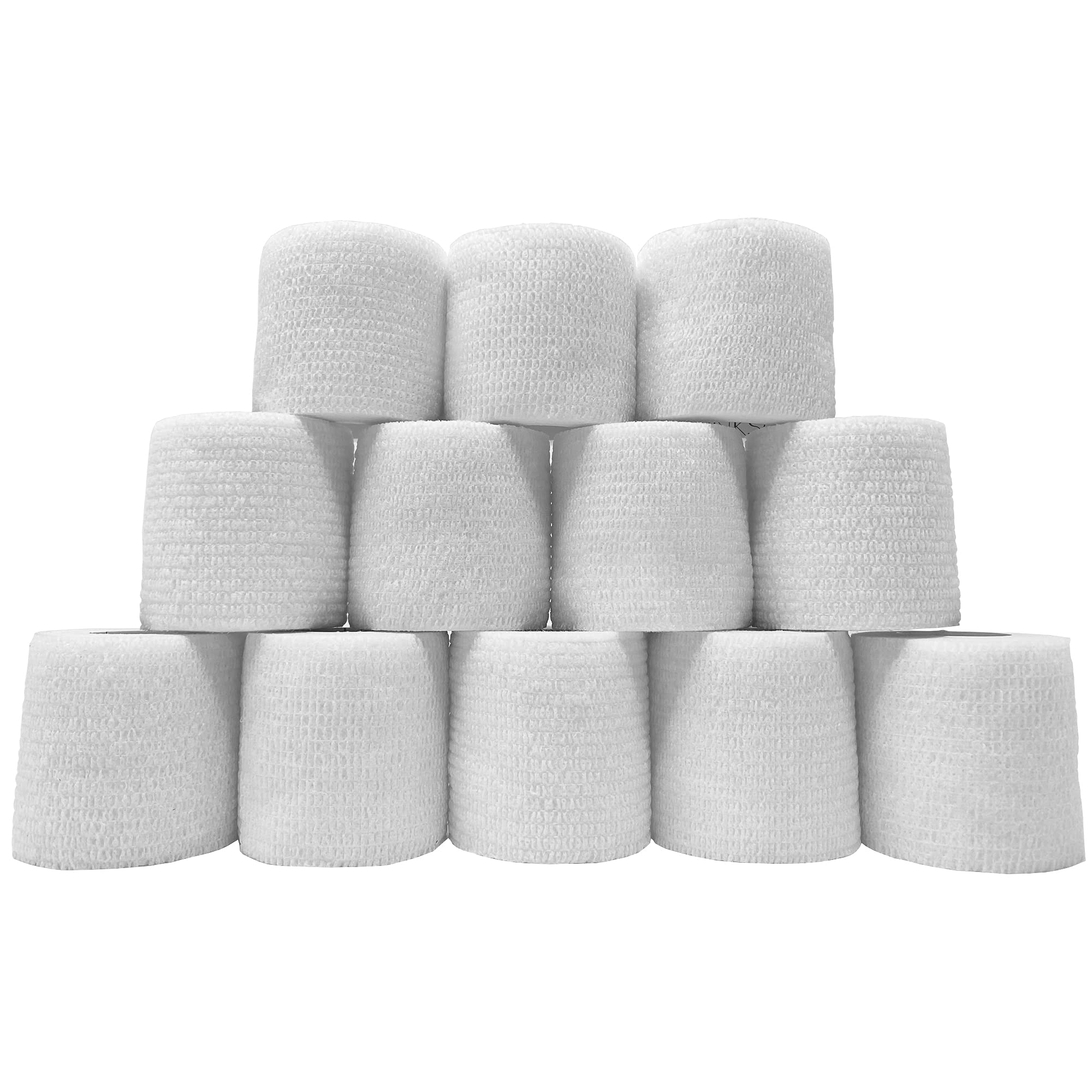 White Self Adherent Cohesive Bandages 5cm x 4.5m Box of 12 - Uses Include Tattoo Grip Wrap, Vet Wrap, Tape for Wrist and Ankle Sprains