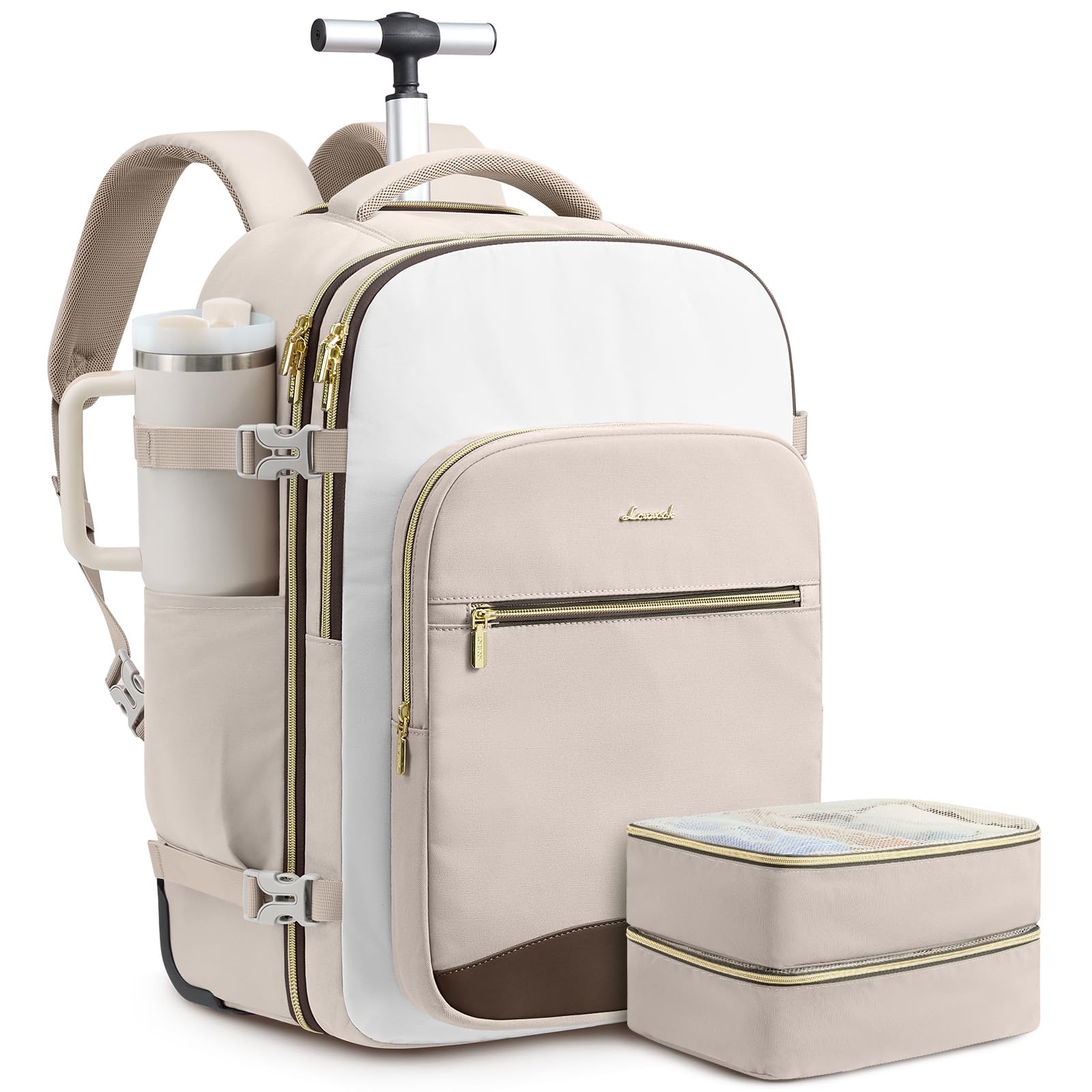 LOVEVOOK Rolling Backpack for Women, 40L Carry On with Wheels, 15.6''