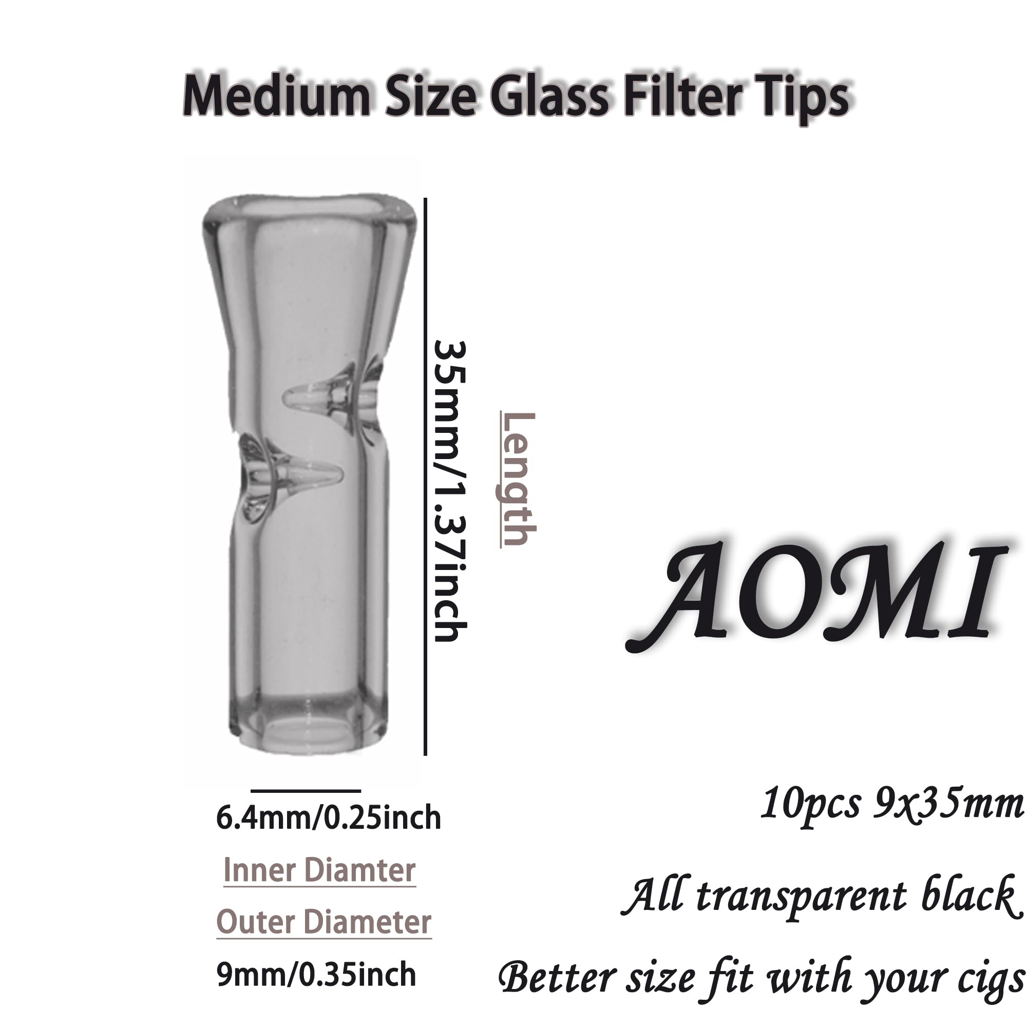 Amazon.com: Reusable Glass Filter Tips Mouthpieces, Ø9mm Outer Diameter  35mm Length Glass Tip Flat Mouthpiece, 10 pcs Transparent Black Color Cigarette  Filter Easy to Clean 9 x 35mm : Health & Household